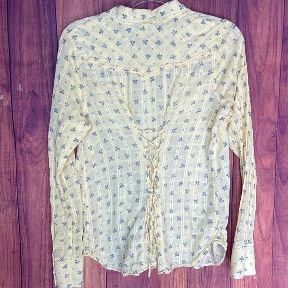 Free People Western Style Corset Back Button Down Shirt - Picture 12 of 12
